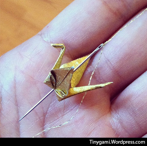 hanging-origami-crane-needle